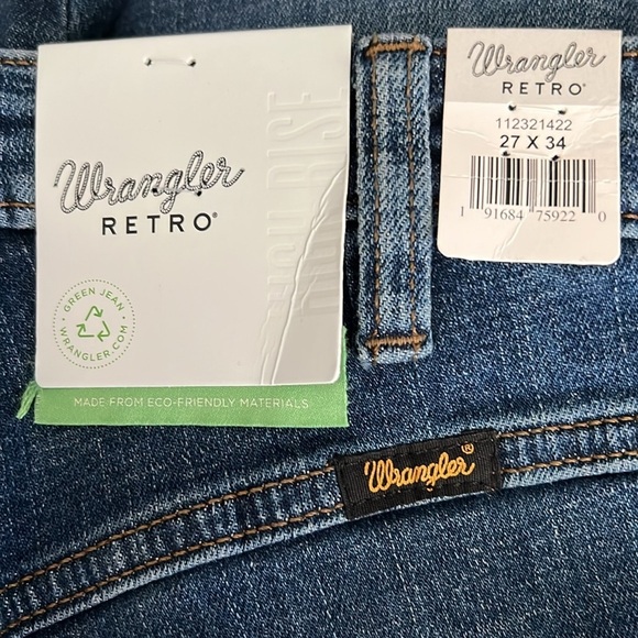 WRANGLER RETRO WOMEN'S HIGH RISE FLARE PATCH POCKET VICTORIA STRETCH JEANS - Picture 11 of 11